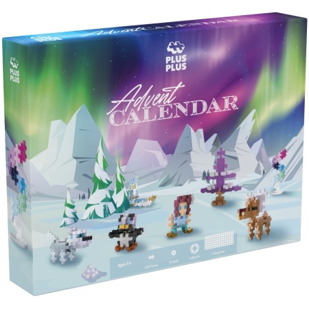 4337adventcalendarboxfront_1757929094 Plus Plus konstruktorius, Advento kalendorius, Kalėdų Senelio nuotykiai po Šiaurės pašvaiste