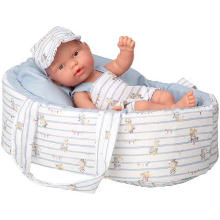 508951_1761053206 Arias kūdikėlis žydroje nešyklėje su meškiukais, 26 cm