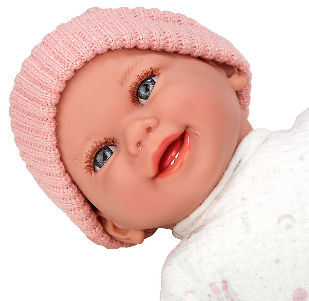 608642_1761740617 Arias kūdikėlis su garsu, rožine kepuryte, 34 cm