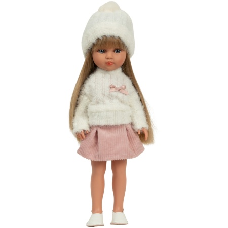 60982-22_1778850131 Arias lėlė mergaitė Carlota pūkuotu megztiniu, 36 cm