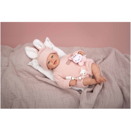 Arias Reborn lėlė kūdikėlis rožiniais rūbeliais, Lucia, 45 cm