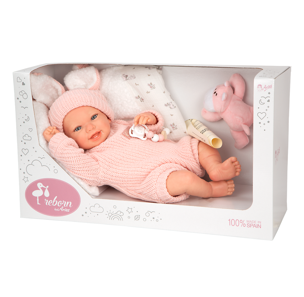 981966_1762249047 Arias Reborn lėlė kūdikėlis rožiniais rūbeliais, Lucia, 45 cm