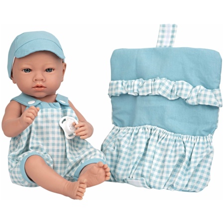 arias-lele-su-languotais-zydrais-rubeliais-berniukas-38-cm_1422 Arias lėlė su languotais, žydrais rūbeliais, berniukas, 38 cm
