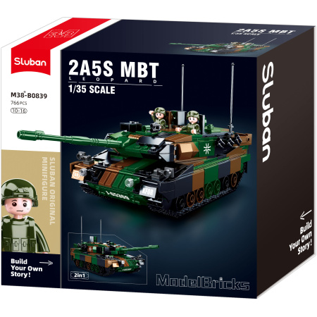 b0839_1757675259 Sluban konstruktorius, LEOPARD 2A5 pagrindinis tankas 2in1, 766 det.