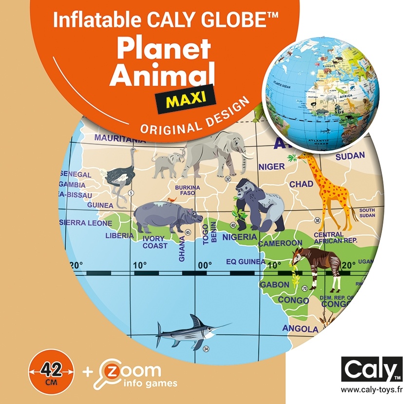 CALY Pripučiamas gaublys-kamuolys, Pasaulio gyvūnai, 42 cm - Image 2
