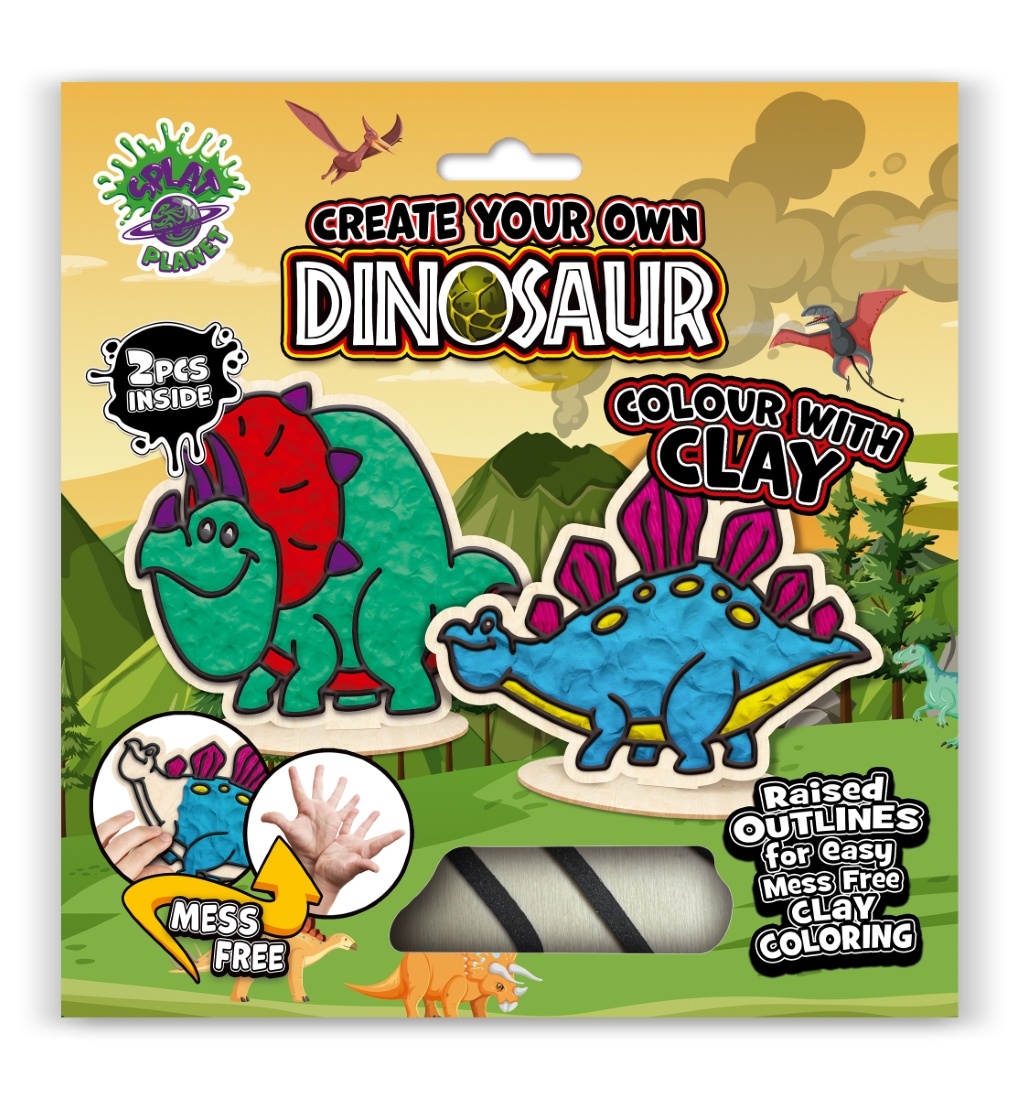 Splat Planet kūrybinis modelino rinkinys su mediniais Dinozaurais