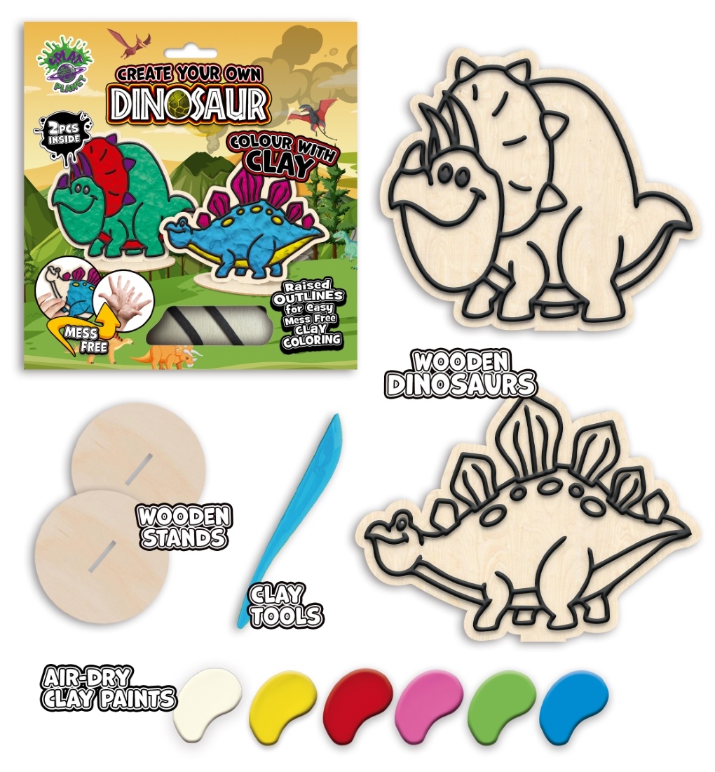 Splat Planet kūrybinis modelino rinkinys su mediniais Dinozaurais - Image 3