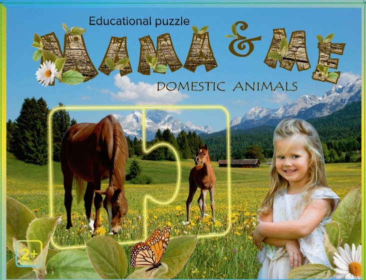 lavinamoji-delione-mama-amp-me-domestic-animals-2_2090 Lavinamoji dėlionė Mama ir aš, Naminiai gyvūnai, angl., 2+