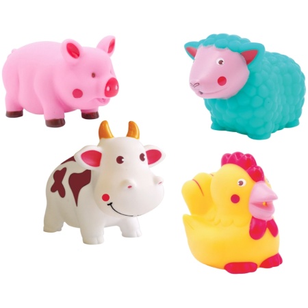 ludi-maudymosi-zaislu-komplektas-ukio-gyvunai-4-vnt_1166 LUDI maudymosi žaislų komplektas Ūkio gyvūnai, 4 vnt.