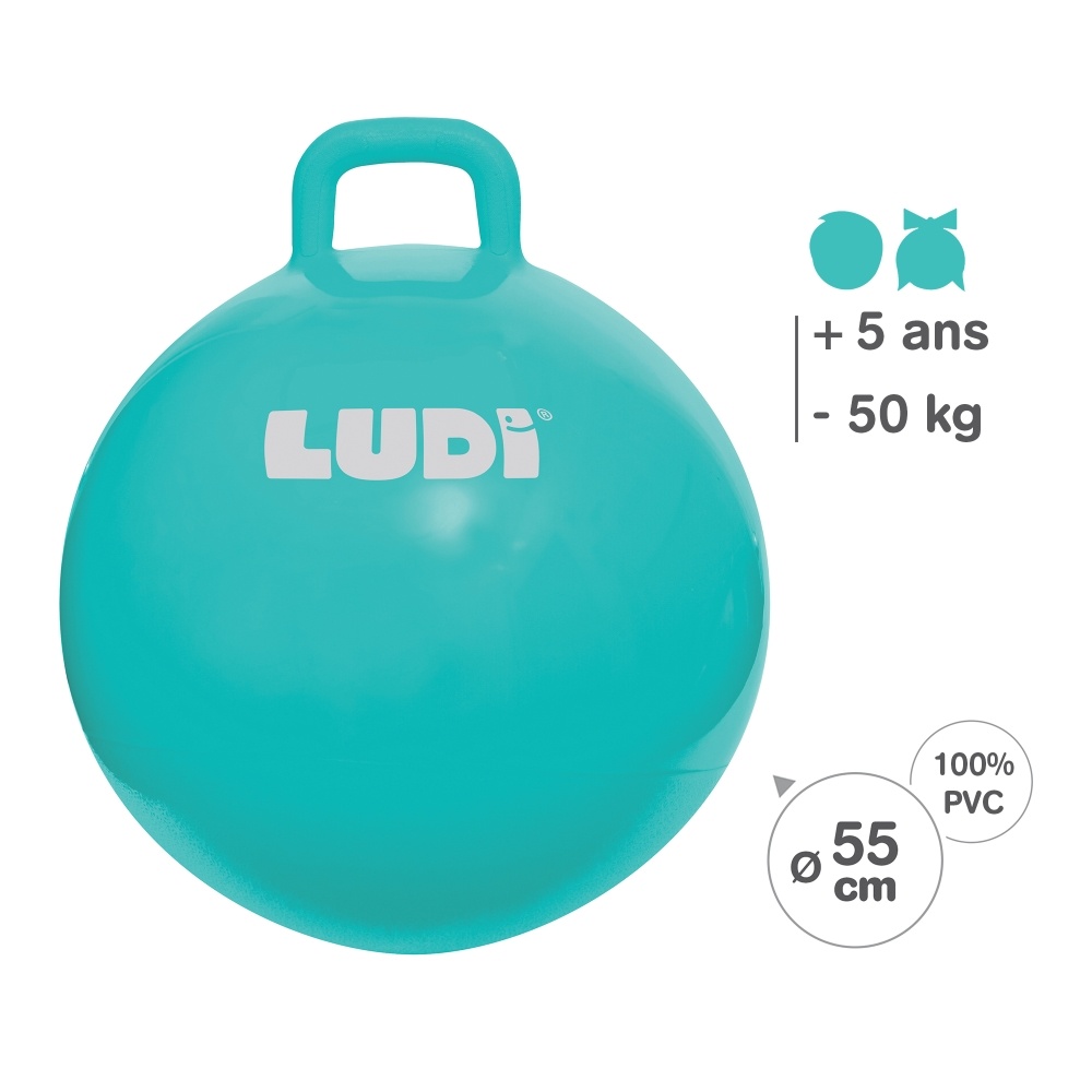 LUDI šokinėjimo kamuolys, mėlynas 55 cm - Image 3