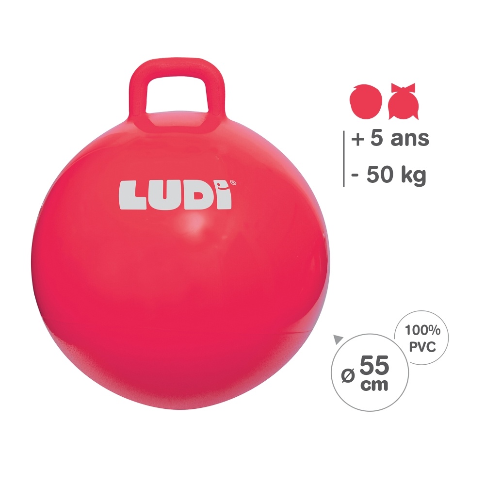 LUDI šokinėjimo kamuolys, raudonas 55 cm - Image 4