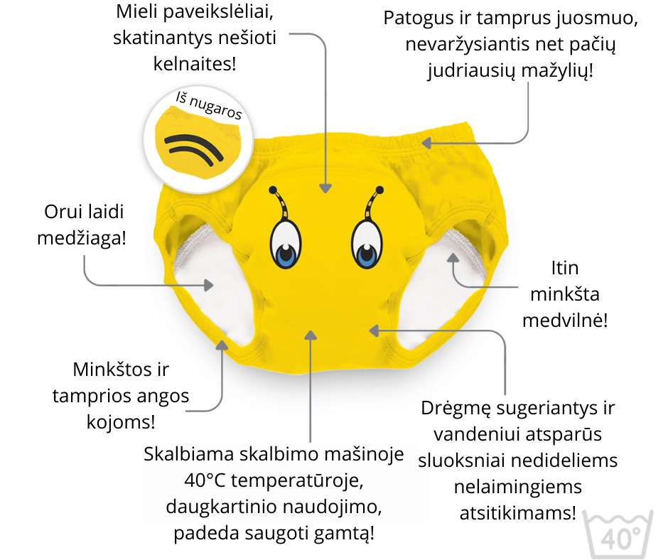 Mokomosios kelnaitės-atprastukės, Rožinis drakonas, 2-3 metai - Image 3