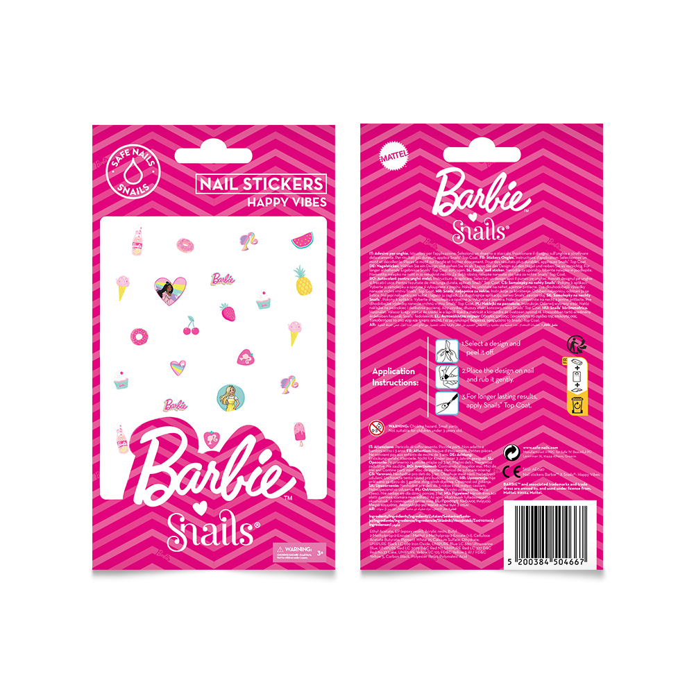 nailstickerhappy_1732894291 Barbie Snails nagų lipdukai, Happy Vibes