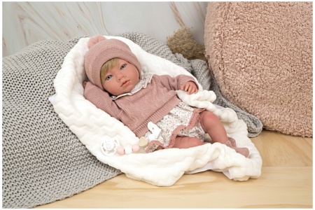 Reborn lėlytė rausvais rūbeliais, 40 cm