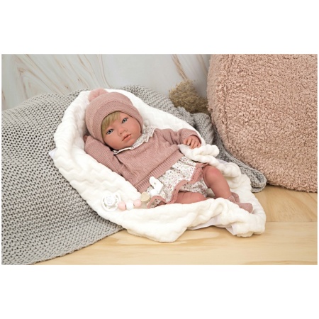 Reborn lėlytė rausvais rūbeliais, 40 cm