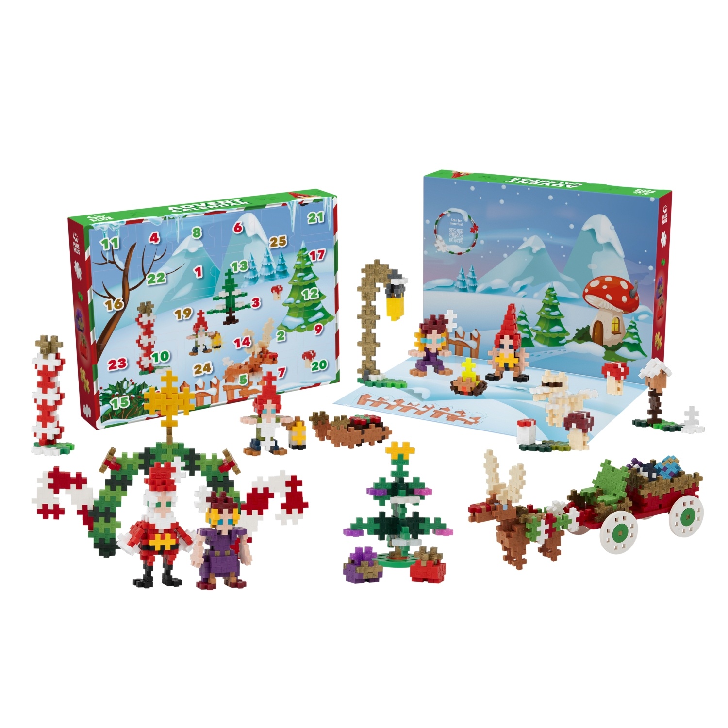 3973adventcalendarfrontplaymatproducts_1727084429 Plus Plus konstruktorius, Advento Kalendorius, Kalėdų senelio pasaulis