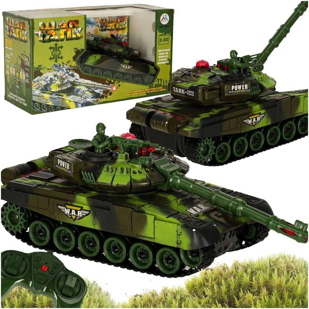 Czolg-zdalnie-sterowany-na-pilota-RC-War-Tank-9993-2-4-GHz-kamuflaz-lesny-174519 RC karo tankas 9993 2,4 GHz miško kamufliažas