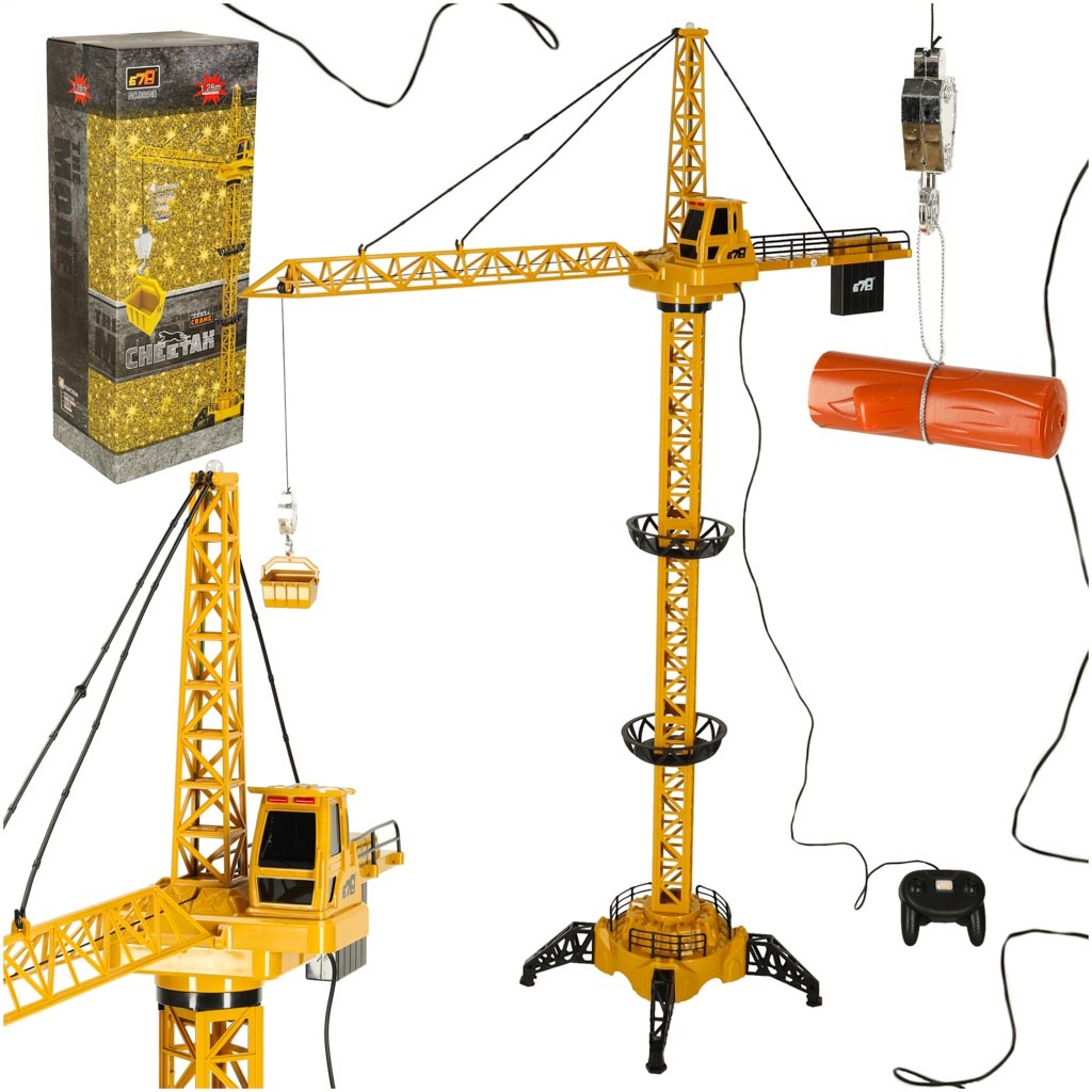 Dzwig-Zuraw-budowlany-zdalnie-sterowany-RC-z-hakiem-4CH-128cm-170934 RC kranas su kabliu 4CH 128cm