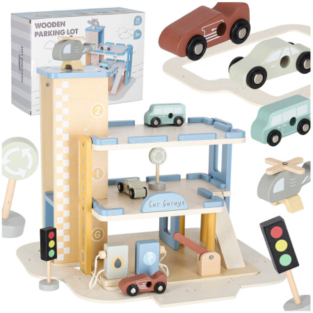 Garaz-drewniany-parking-samochodowy-pietrowy-stacja-benzynowa-178925 Medinis garažas Automobilių stovėjimo aikštelė Dviejų aukštų degalinė
