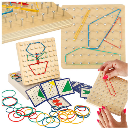 Geoboard-geoplan-drewniana-ukladanka-tworzenie-ksztaltow-z-gumek-137226 Geoboard Geoplan medinė dėlionė, kurianti figūras su gumytėmis