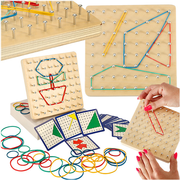 Geoboard-geoplan-drewniana-ukladanka-tworzenie-ksztaltow-z-gumek-137226 Geoboard Geoplan medinė dėlionė, kurianti figūras su gumytėmis