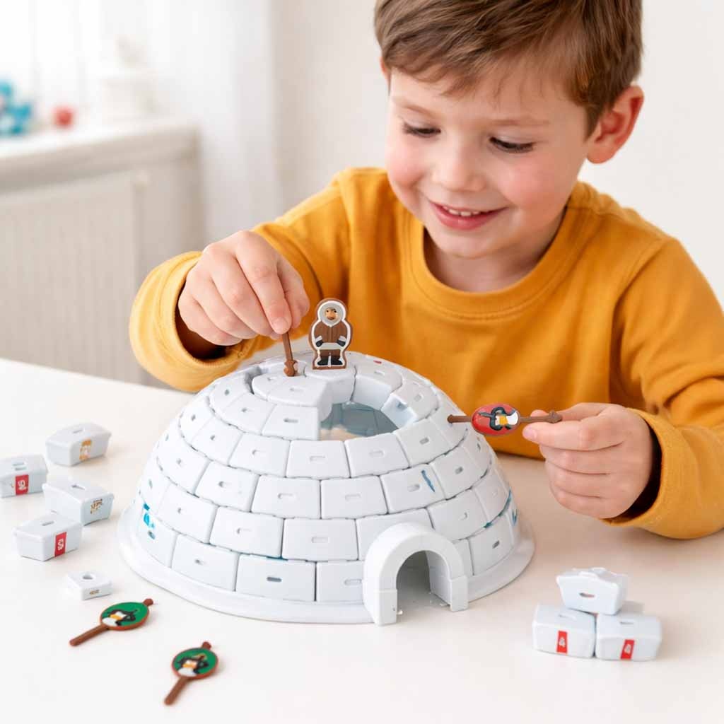 Gra-zrecznosciowa-zbuduj-igloo-pingwiny-186043 Įgūdžių žaidimas statyti iglu pingvinus