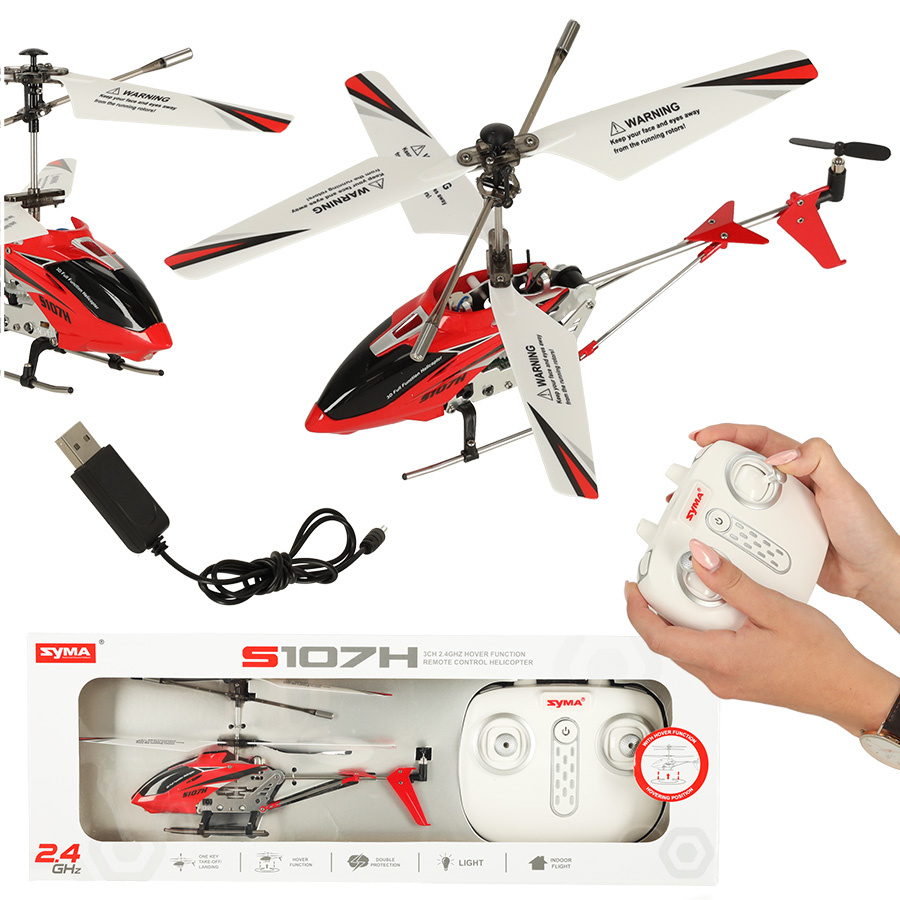 Helikopter-RC-SYMA-S107H-2-4GHz-RTF-czerwony-136803 SYMA S107H RC sraigtasparnis 2.4GHz RTF raudonos spalvos