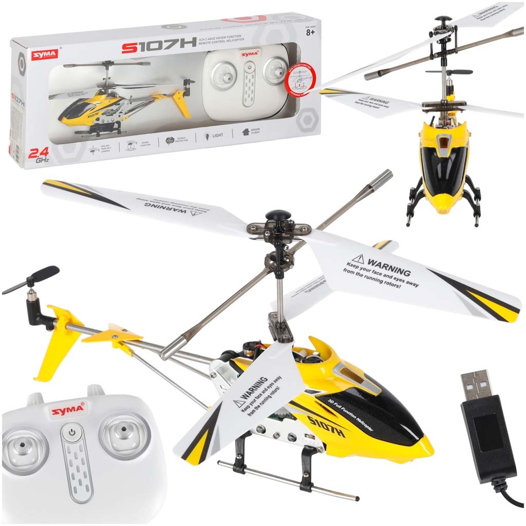 Helikopter-zdalnie-sterowany-na-pilota-RC-SYMA-S107H-2-4GHz-RTF-zolty-175907 SYMA S107H RC sraigtasparnis 2.4GHz RTF geltonos spalvos