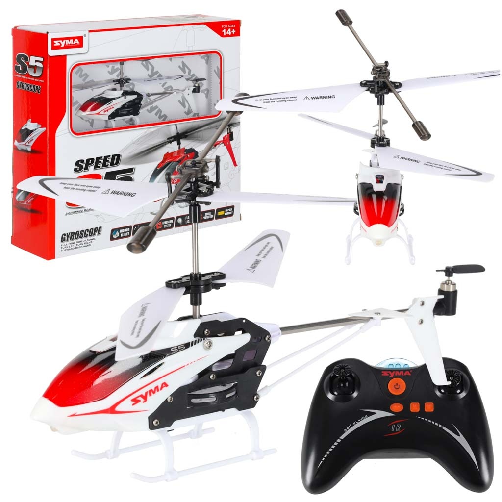 Helikopter-zdalnie-sterowany-na-pilota-RC-SYMA-S5-3CH-bialy-175930 SYMA S5 RC sraigtasparnis 3CH baltas