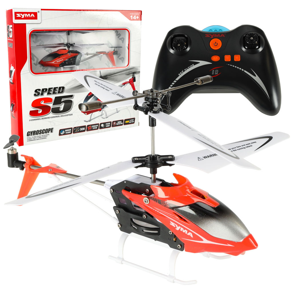 Helikopter-zdalnie-sterowany-na-pilota-RC-SYMA-S5-3CH-czerwony-146399 SYMA S5 RC sraigtasparnis 3CH raudonas