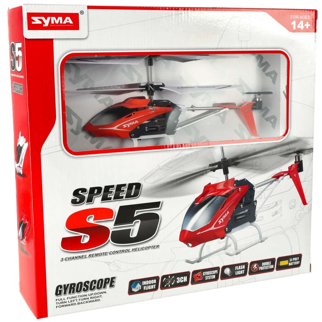 Helikopter-zdalnie-sterowany-na-pilota-RC-SYMA-S5-3CH-czerwony-146408 SYMA S5 RC sraigtasparnis 3CH raudonas