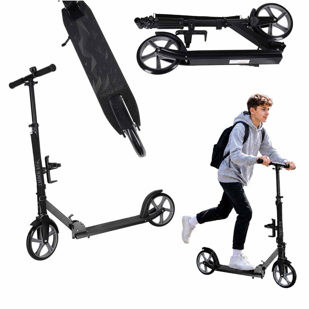 Hulajnoga-miejska-Trike-Fix-skladana-kola-200mm-czarno-szara-186930 Trike Fix miesto motoroleris sulankstomas 200 mm ratais juodas/pilkas