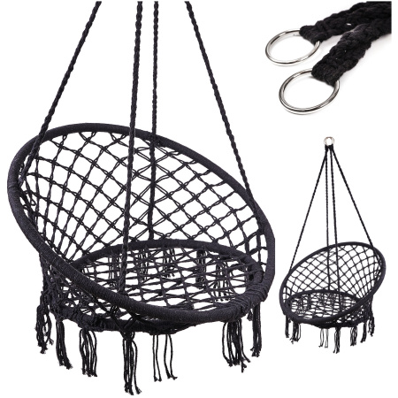 Hustawka-fotel-bocianie-gniazdo-z-oparciem-czarna-80cm-886451 Erškėčių lizdas fotelis supynės su atlošu juodas 80cm