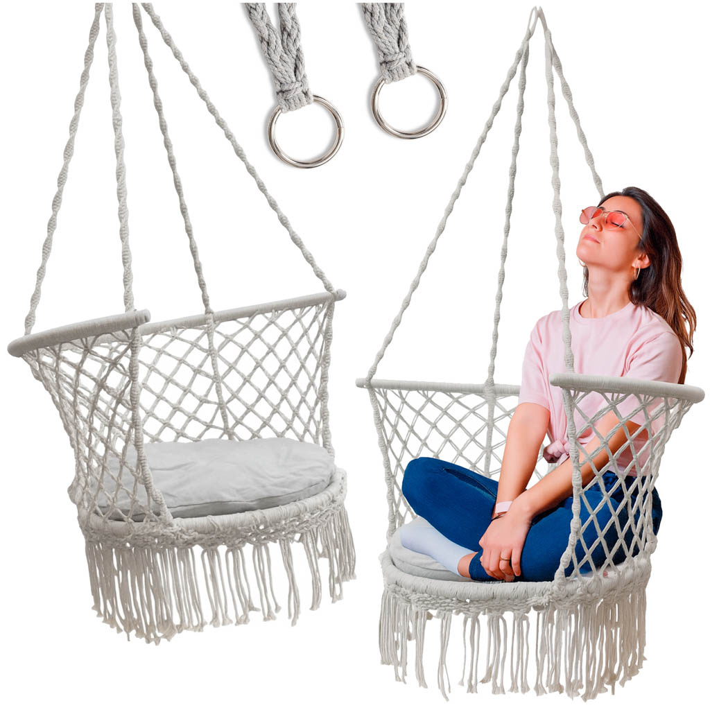 Sodo sūpynės "Stork's nest" su atlošu pilkos spalvos 80 cm 150 kg
