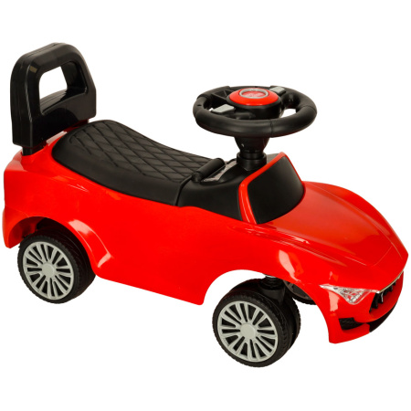 Vežimėlio stumiamas automobilis su garsu ir šviesomis raudonas