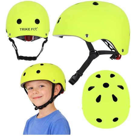 KX2814_2126635 Trike Fix vaikiškas dviratininko šalmas reguliuojamas LED S 48-54cm ryškiai žalias