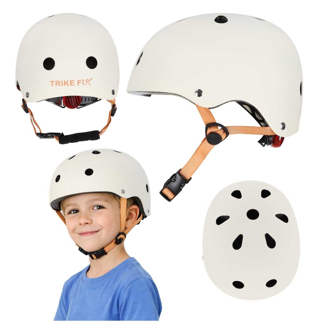 Trike Fix vaikiškas dviratininko šalmas reguliuojamas LED S 48-54cm smėlio spalvos