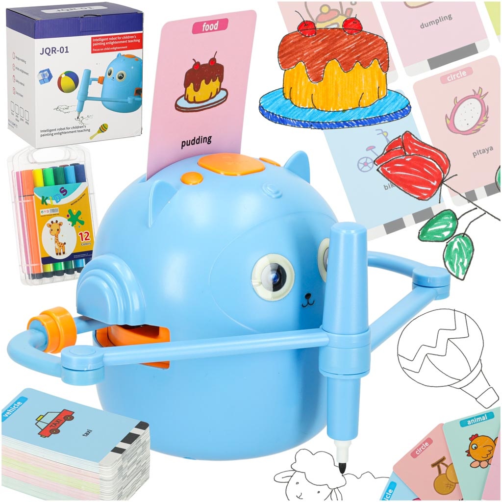 KX3146117275 Edukacinis robotas interaktyvus mokymasis piešti rašymo fiche rinkinys žymekliai mėlyni