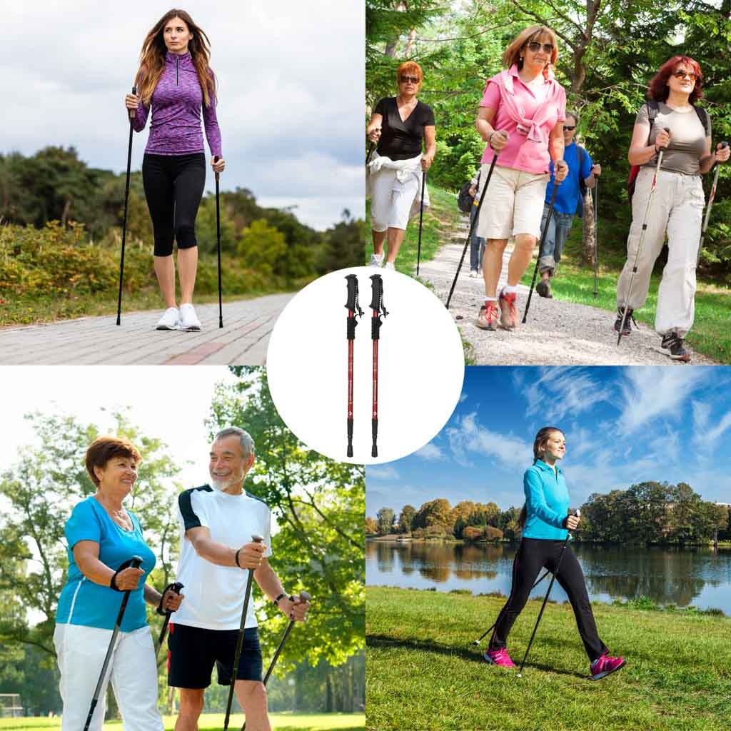 Kijki-kije-trekkingowe-do-nordic-walking-skladane-2-sztuki-czerwone-172820 Šiaurietiškojo ėjimo lazdos sulankstomos 2 vnt. raudonos spalvos