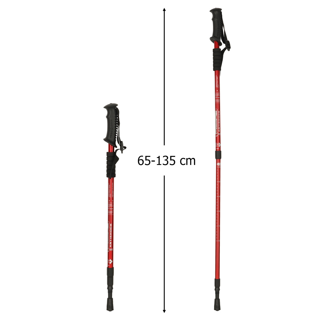 Kijki-kije-trekkingowe-do-nordic-walking-skladane-2-sztuki-czerwone-172821 Šiaurietiškojo ėjimo lazdos sulankstomos 2 vnt. raudonos spalvos