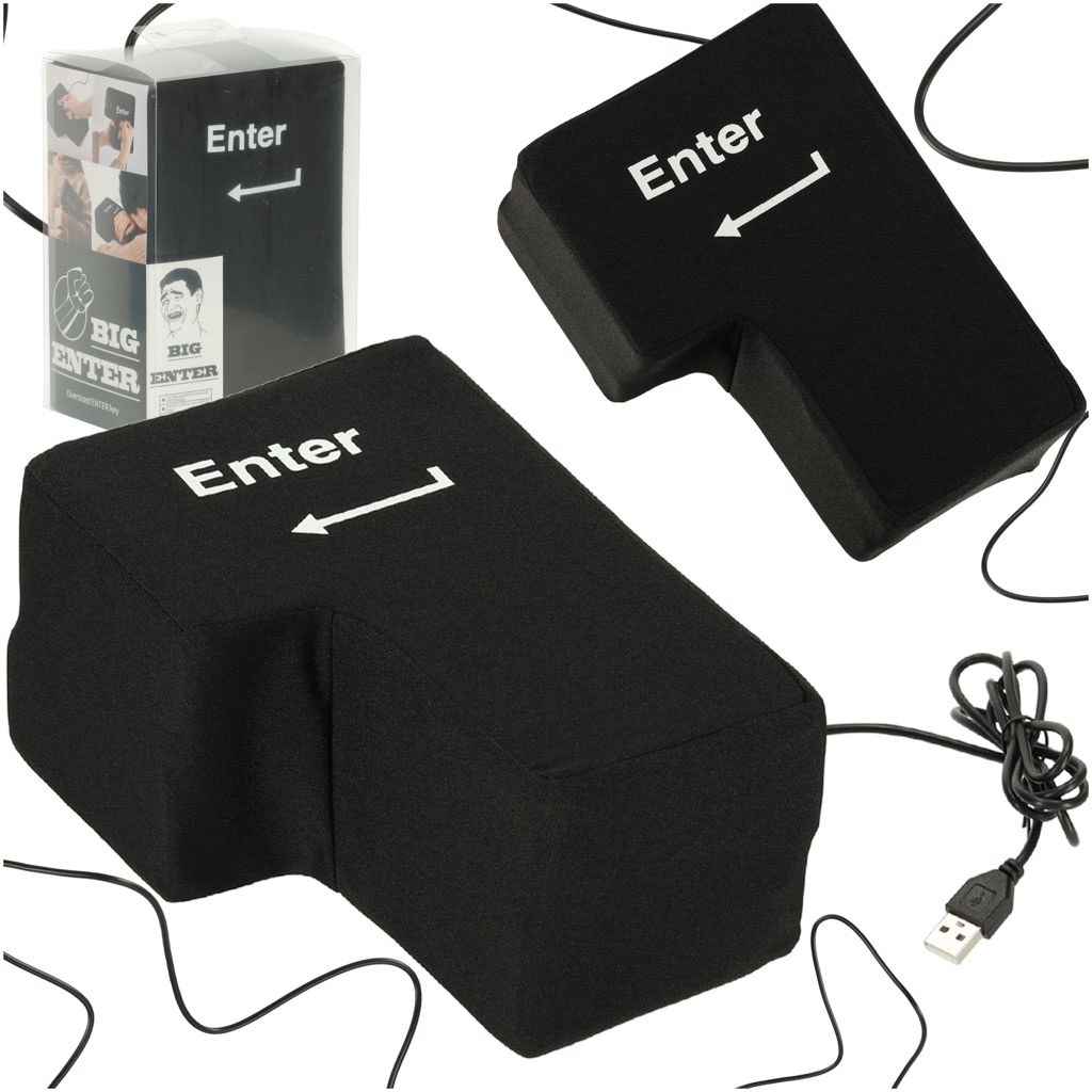 Klawisz-ENTER-duza-antystresowa-poduszka-USB-168635 ENTER klavišas didelė antistresinė USB pagalvėlė
