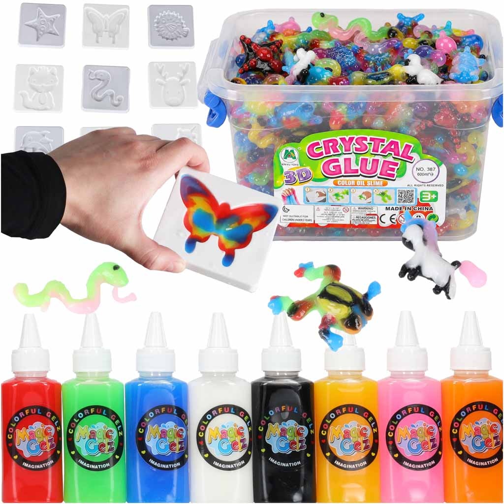 Klej-zel-krysztalowy-3D-crystal-glue-kreatywny-zestaw-w-wiaderku-26el-189869 Klej crystal glue slime 3D zestaw 26el.