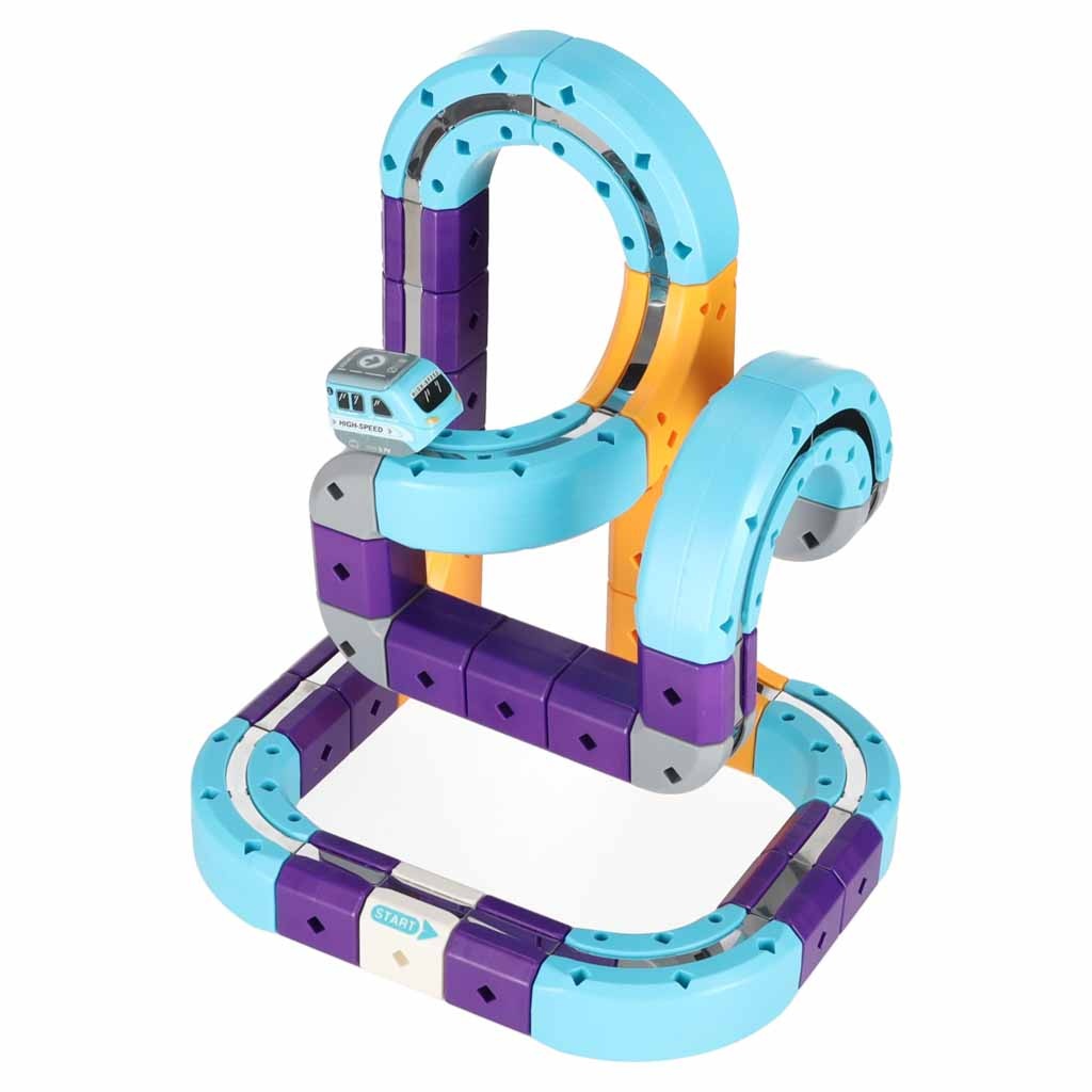 Klocki-magnetyczne-konstrukcyjne-tor-wyscigowy-auta-54-elementy-186366 Magnetinės kaladėlės lenktynių trasos automobiliams 54 elementai