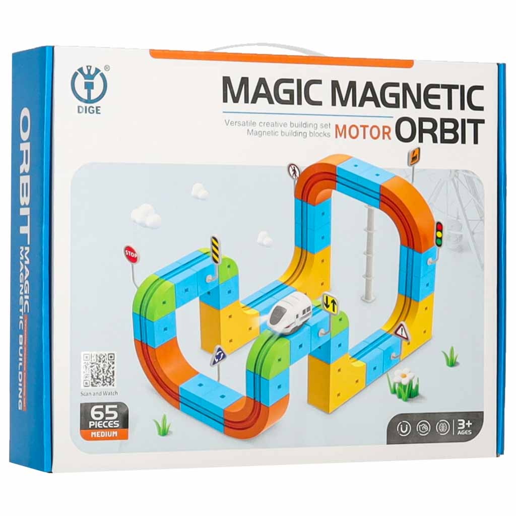 Klocki-magnetyczne-konstrukcyjne-tor-wyscigowy-pociagi-65-elementow-186395 Magnetinės statybinės kaladėlės lenktynių bėgių traukinys 65 elementai