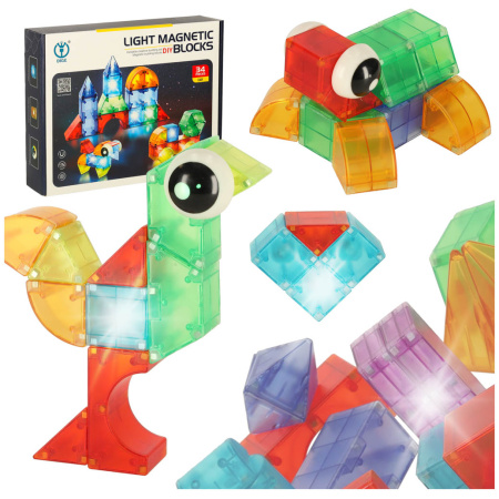 Magnetinė konstrukcija blokuoja šviečiančias 3D figūras 32el.