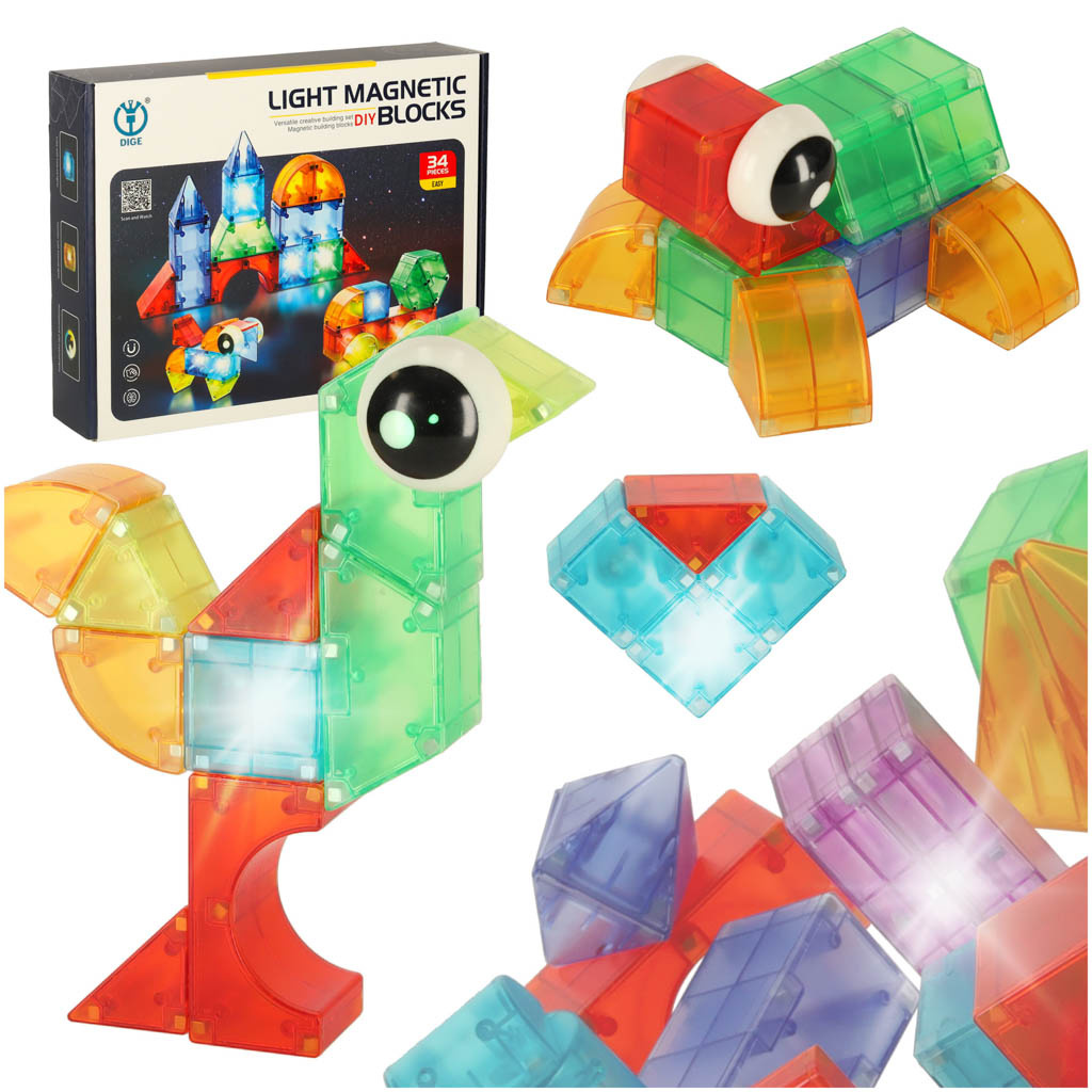 Magnetinė konstrukcija blokuoja šviečiančias 3D figūras 32el.
