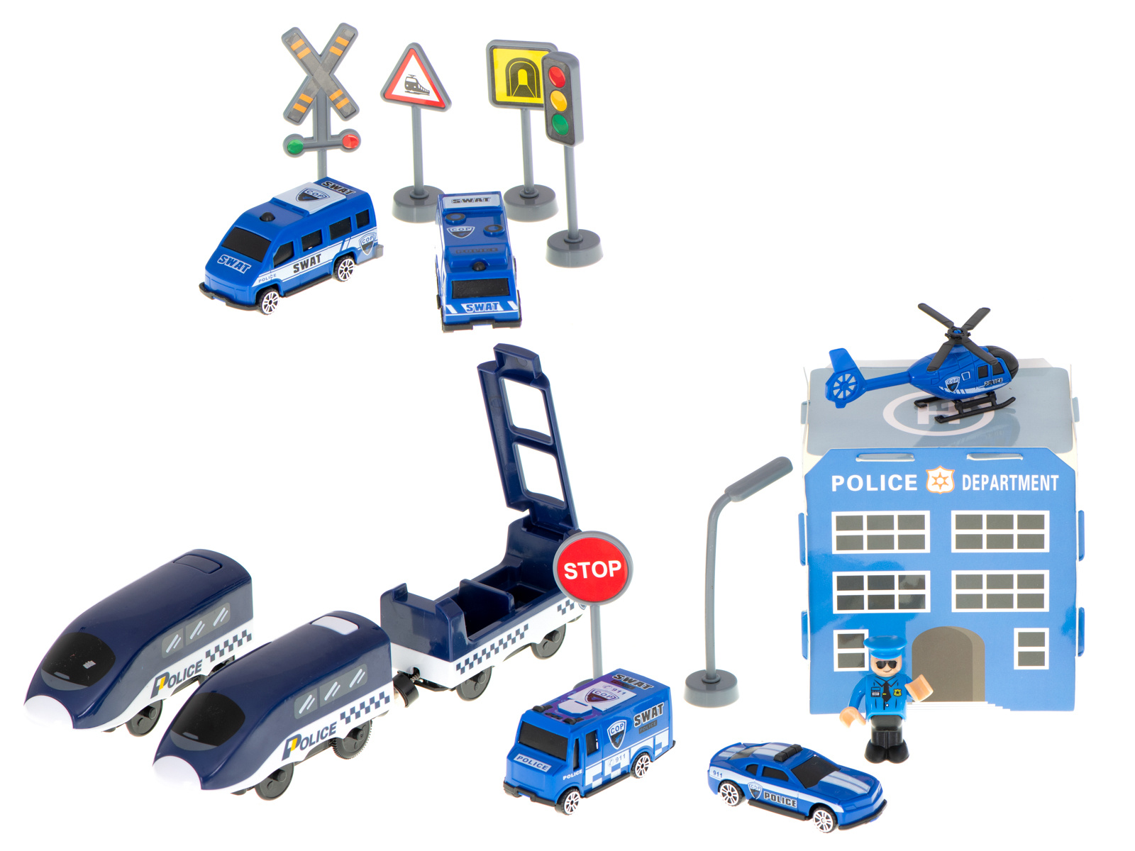Elektrinio traukinio policijos automobiliai 92 elementai ~300cm