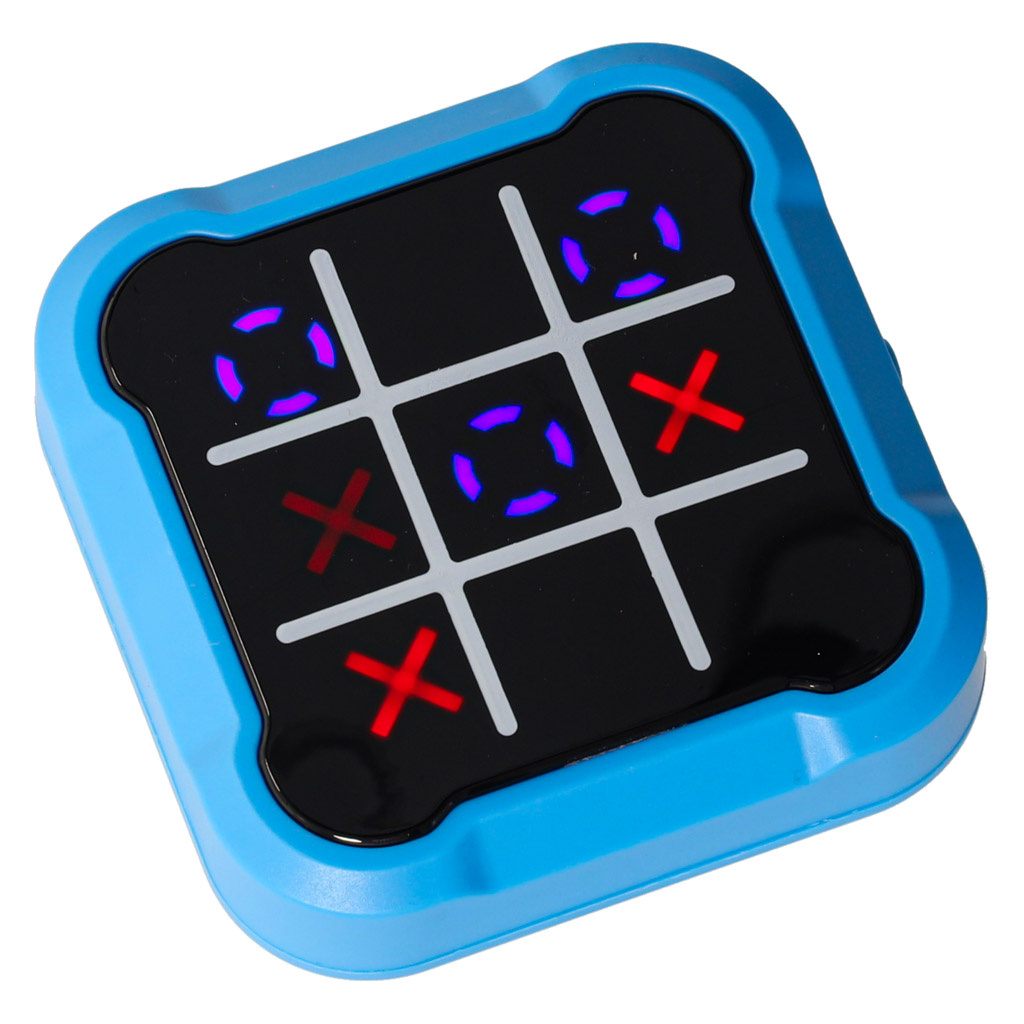 Apskritimas kryžius kryžius elektroninis galvosūkių žaidimas tic tac toe nešiojamoji konsolė mėlyna