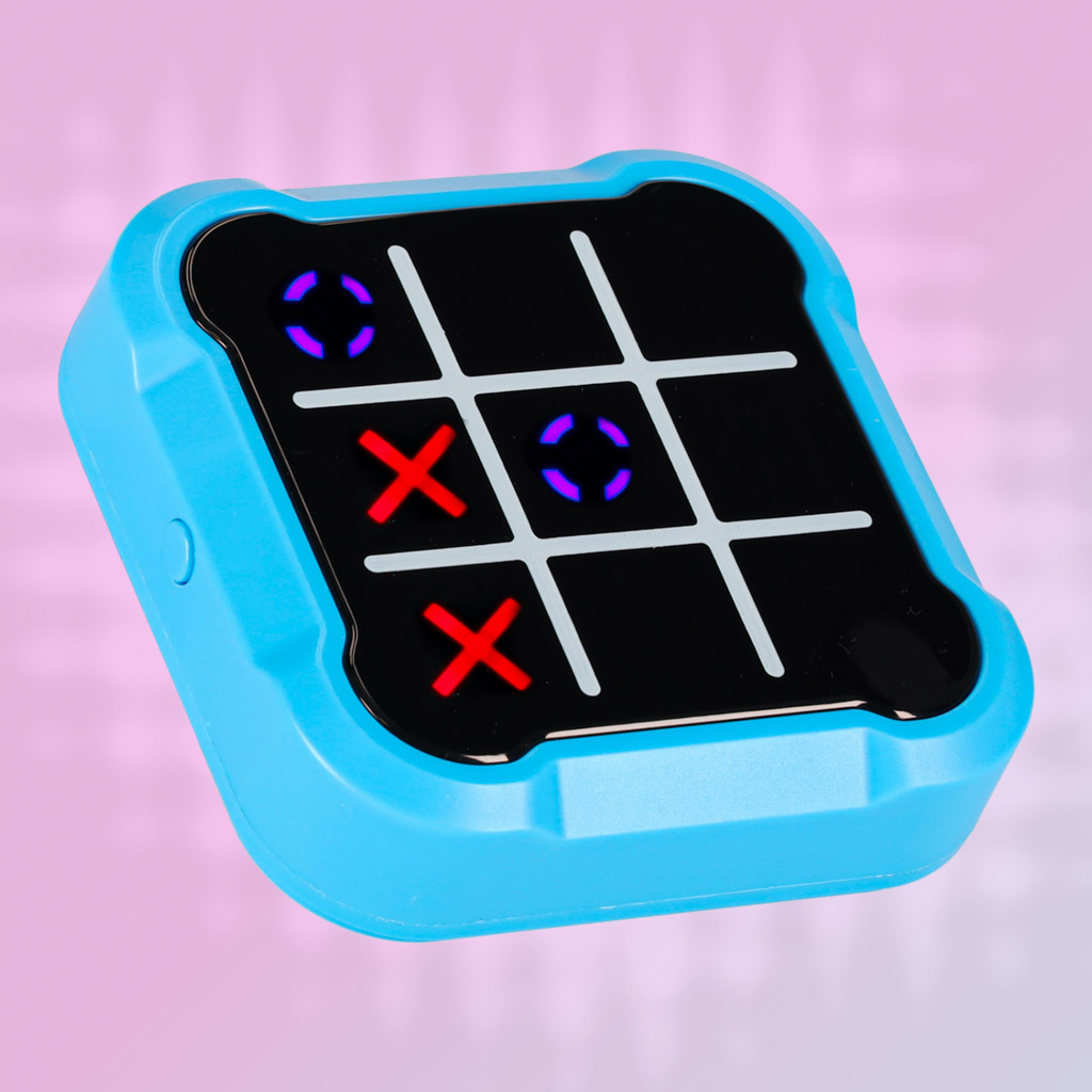 Apskritimas kryžius kryžius elektroninis galvosūkių žaidimas tic tac toe nešiojamoji konsolė mėlyna