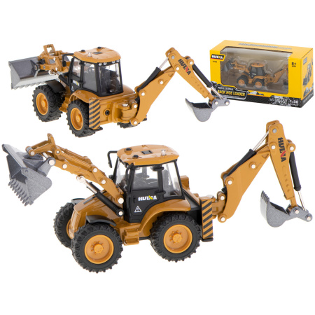 Koparka-ladowarka-spychacz-z-lyzka-model-z-metalu-Die-Cast-H-toys-1704-1-50-957491 Ekskavatorius-krautuvas buldozeris su kaušu Metalinis liejimo modelis H-toys 1704 1:50